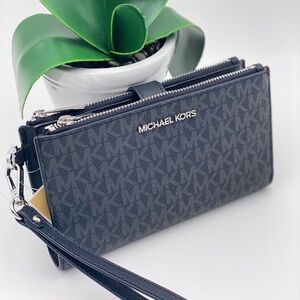 Michael Kors Double Zip Wallet Wristlet Black